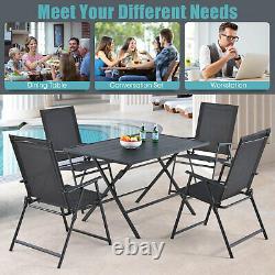 5 Piece Garden Furniture Patio Dining Table Conversation Set with Umbrella Hole