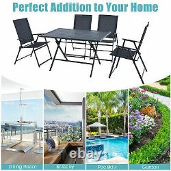 5 Piece Garden Furniture Patio Dining Table Conversation Set with Umbrella Hole