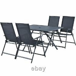 5 Piece Garden Furniture Patio Dining Table Conversation Set with Umbrella Hole