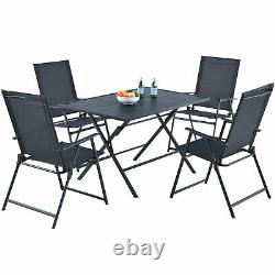 5 Piece Garden Furniture Patio Dining Table Conversation Set with Umbrella Hole