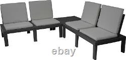 5 Piece Garden Furniture Set Outdoor Patio Sofa Chair Coffee Table Set Cushions