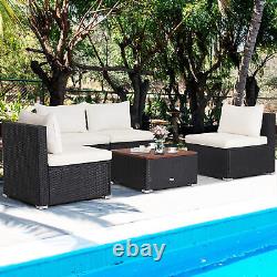 5-Piece Outdoor Patio Furniture Set Garden Outdoor PE Wicker Conversation Set