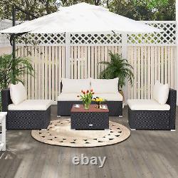 5-Piece Outdoor Patio Furniture Set Garden Outdoor PE Wicker Conversation Set