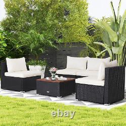 5-Piece Outdoor Patio Furniture Set Garden Outdoor PE Wicker Conversation Set