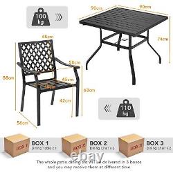 5 Pieces Metal Patio Dining Table Set Garden Furniture Patio Set Stackable Chair