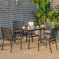 5 Pieces Metal Patio Dining Table Set Garden Furniture Patio Set Stackable Chair