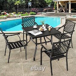 5 Pieces Metal Patio Dining Table Set Garden Furniture Patio Set Stackable Chair