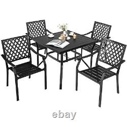 5 Pieces Metal Patio Dining Table Set Garden Furniture Patio Set Stackable Chair
