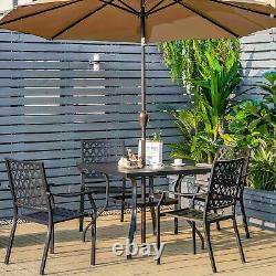 5 Pieces Metal Patio Dining Table Set Garden Furniture Patio Set Stackable Chair