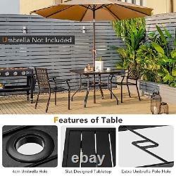 5 Pieces Metal Patio Dining Table Set Garden Furniture Patio Set Stackable Chair