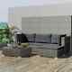 5 Pieces Poly Rattan Garden Corner Sofa Lounge Set Outdoor Patio Furniture New