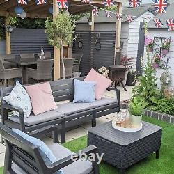 5 Seater Keter Rattan Patio Lounger Sofa Set Garden Furniture Outdoor Sun Chairs