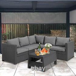 5 Seater Keter Rattan Patio Lounger Sofa Set Garden Furniture Outdoor Sun Chairs