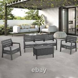 5 Seater Keter Rattan Patio Lounger Sofa Set Garden Furniture Outdoor Sun Chairs