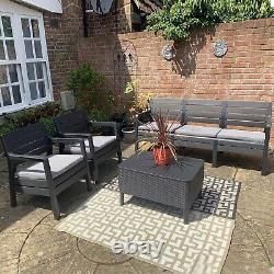 5 Seater Keter Rattan Patio Lounger Sofa Set Garden Furniture Outdoor Sun Chairs