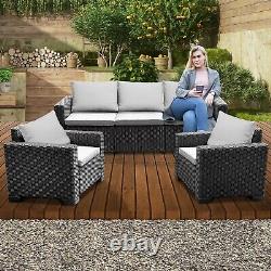 5 Seater Keter Rattan Patio Lounger Sofa Set Garden Furniture Outdoor Sun Chairs