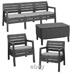 5 Seater Keter Rattan Patio Lounger Sofa Set Garden Furniture Outdoor Sun Chairs