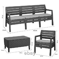 5 Seater Keter Rattan Patio Lounger Sofa Set Garden Furniture Outdoor Sun Chairs