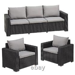 5 Seater Keter Rattan Patio Lounger Sofa Set Garden Furniture Outdoor Sun Chairs