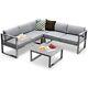 5 Seater L Shape Aluminium Garden Corner Sofa Set Sectional Patio Furniture Set