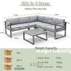 5 Seater L Shape Aluminium Garden Corner Sofa Set Sectional Patio Furniture Set