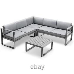 5 Seater L Shape Aluminium Garden Corner Sofa Set Sectional Patio Furniture Set