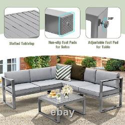 5 Seater L Shape Aluminium Garden Corner Sofa Set Sectional Patio Furniture Set