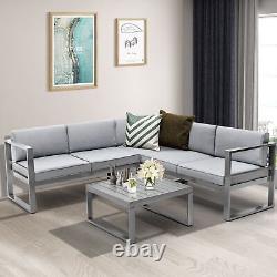 5 Seater L Shape Aluminium Garden Corner Sofa Set Sectional Patio Furniture Set