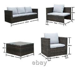 5 Seater Patio Lounge Rattan Garden Furniture Set Chairs Table Outdoor & Cushion