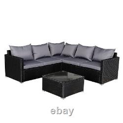 5 Seater Rattan Furniture Set Garden Corner Sofa Table with Cushion Cover Patio