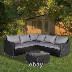 5 Seater Rattan Furniture Set Garden Corner Sofa Table with Cushion Cover Patio