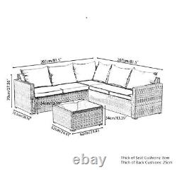 5 Seater Rattan Furniture Set Garden Corner Sofa Table with Cushion Cover Patio