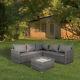 5 Seater Rattan Furniture Set Garden Corner Sofa Table With Cushions Cover Patio