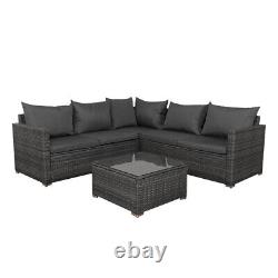 5 Seater Rattan Furniture Set Garden Corner Sofa Table with Cushions Cover Patio