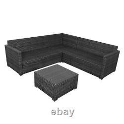 5 Seater Rattan Furniture Set Garden Corner Sofa Table with Cushions Cover Patio