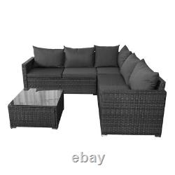 5 Seater Rattan Furniture Set Garden Corner Sofa Table with Cushions Cover Patio