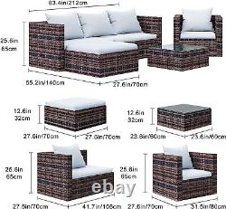 5 Seater Rattan Garden Sofa Dining Table Set Chairs Outdoor Yard Patio Furniture