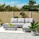 5 Seater Rattan Garden Sofa Set Patio Furniture With Cushions And Tea Table Grey