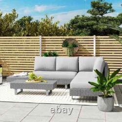 5 Seater Rattan Garden Sofa Set Patio Furniture with Cushions and Tea Table Grey