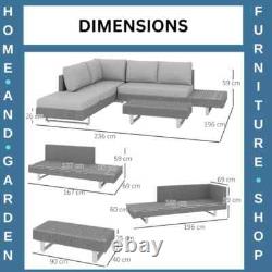 5 Seater Rattan Garden Sofa Set Patio Furniture with Cushions and Tea Table Grey
