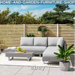 5 Seater Rattan Garden Sofa Set Patio Furniture with Cushions and Tea Table Grey