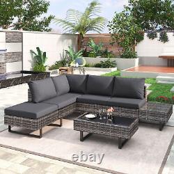 5-seater Rattan Garden Furniture Sofa Set Patio Outdoor Corner Lounge L-shape