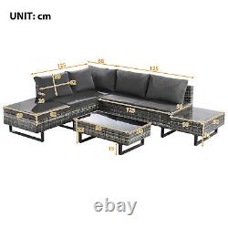 5-seater Rattan Garden Furniture Sofa Set Patio Outdoor Corner Lounge L-shape