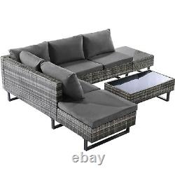 5-seater Rattan Garden Furniture Sofa Set Patio Outdoor Corner Lounge L-shape