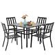 5pc Garden Dining Set Outdoor Furniture Stackable Chair Table With Umbrella Hole