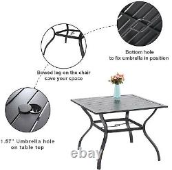 5PC Garden Dining Set Outdoor Furniture Stackable Chair Table With Umbrella Hole