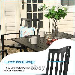 5PC Garden Dining Set Outdoor Furniture Stackable Chair Table With Umbrella Hole