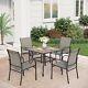 5pc Outdoor Dining Set Garden Patio Furniture 4 Textilene Chairs &square Table