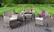 5pc Rattan Dining Set Outdoor Garden Patio Furniture 4 Chairs & Square Table