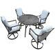 5pcs Patio Dining Set Metal Frame Garden Furniture Set W Round Table 121.92cm